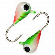 Капля с ушком d 3,0 мм, вес 0,44 гр, окраска малек салатовая-белая+красная с золот. полоскам /10 шт/